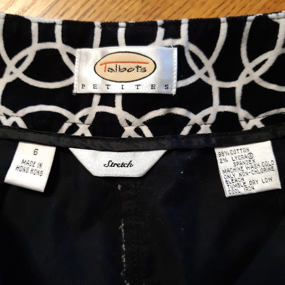 Talbot's Petite Black and White Velour Pants - Picture 3 of 4